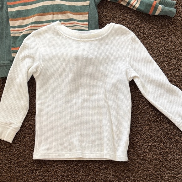 Little Boys Long Sleeve Shirt Bundle - Striped Green, White, Red, Beige - Picture 7 of 12